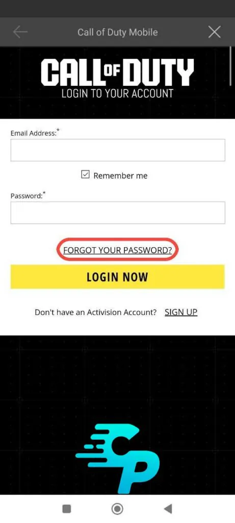 مرحله اول ریست رمز اکتیویژن